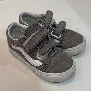 Vans Kids Gray and White Velcro Sneakers